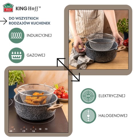 Garnek z koszem do smażenia, stal śr.24cm, kinghoff KINGHoff