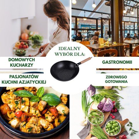 Patelna wok czarny marmurek śr.30cm kinghoff KINGHoff