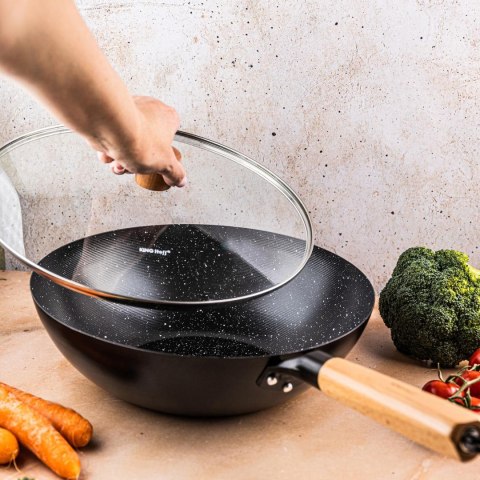 Patelna wok z pokrywką czarny marmurek śr.30cm kinghoff KINGHoff