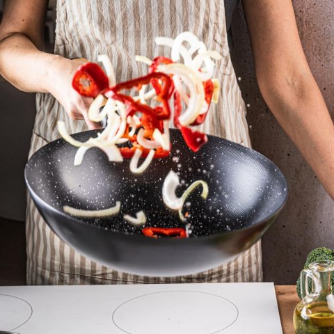 Patelna wok z pokrywką czarny marmurek śr.30cm kinghoff KINGHoff