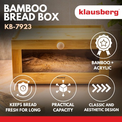 Chlebak bambusowy, akrylowy front, 35,5×24×18cm, klausberg, kb-7923 Klausberg