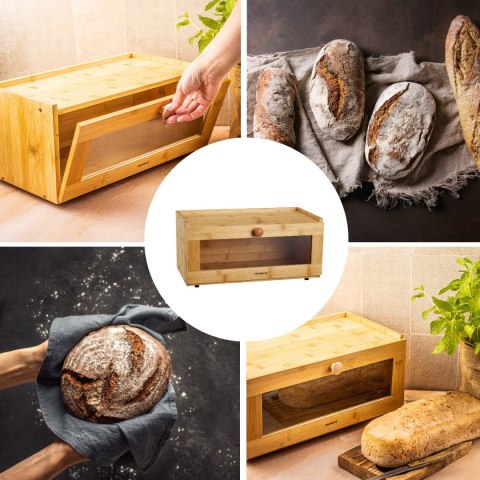 Chlebak bambusowy, akrylowy front, 40×24,5×19cm, klausberg, kb-7924 Klausberg