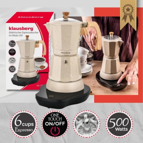 Elektryczny kawiarka espresso, czarny marmurek 6 filiżanek klausberg Klausberg