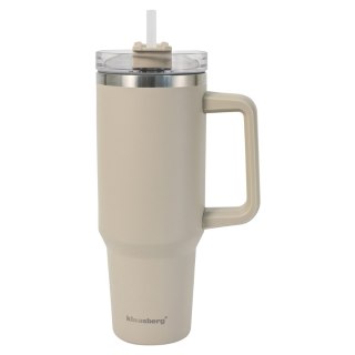 Kubek termiczny ze słomką, beżowy, 1100 ml, stal nierdzewna, klausberg, kb-7944 Klausberg