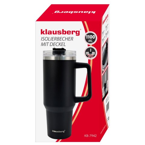 Kubek termiczny ze słomką, czarny, 1100 ml, stal nierdzewna, klausberg, kb-7942 Klausberg