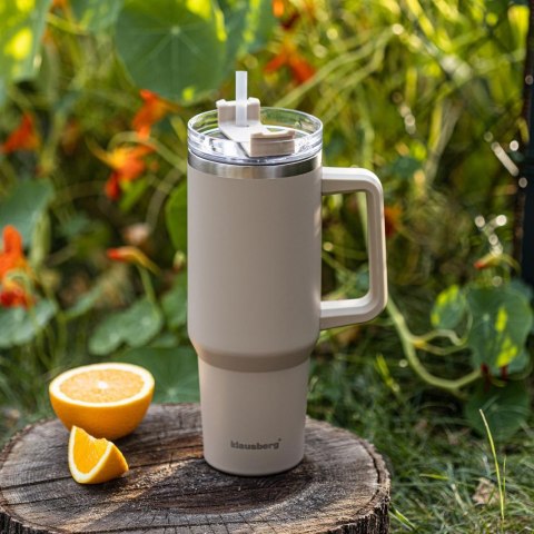 Kubek termiczny ze słomką, szary, 1100 ml, stal nierdzewna, klausberg, kb-7943 Klausberg