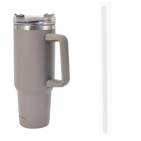 Kubek termiczny ze słomką, szary, 1100 ml, stal nierdzewna, klausberg, kb-7943 Klausberg