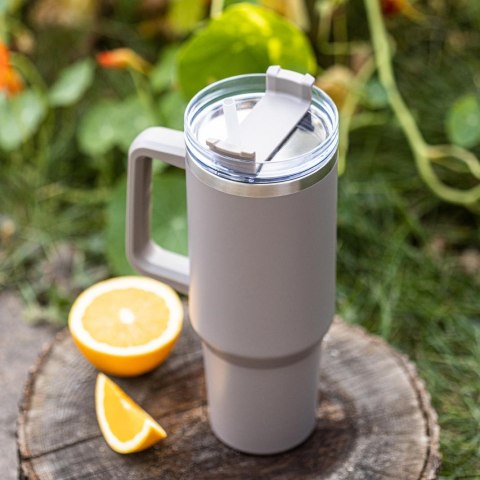 Kubek termiczny ze słomką, szary, 1100 ml, stal nierdzewna, klausberg, kb-7943 Klausberg