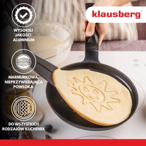 Patelnia do naleśników, wzór słoneczko, aluminiowa, nieprzywierająca powłoka, czarna, śr.18 cm, klausberg, kb-7972 Klausberg