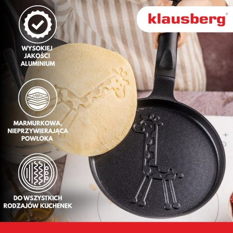 Patelnia do naleśników, wzór żyrafa, aluminiowa, nieprzywierająca powłoka, czarna, śr.18 cm, klausberg, kb-7975 Klausberg