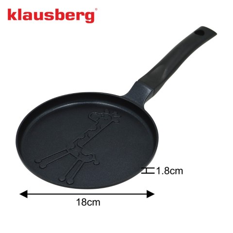 Patelnia do naleśników, wzór żyrafa, aluminiowa, nieprzywierająca powłoka, czarna, śr.18 cm, klausberg, kb-7975 Klausberg