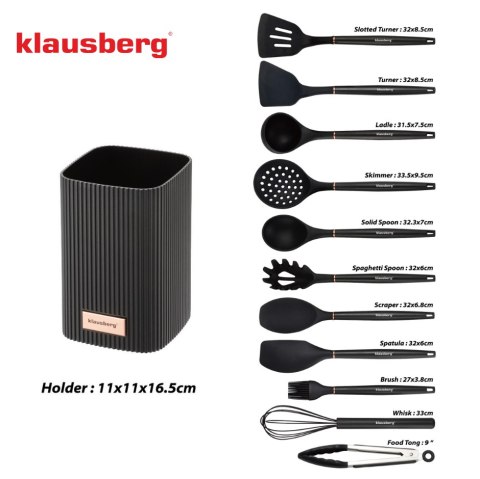 Zestaw przyborów kuchennych, 12 elementów, kolor czarny, klausberg, kb-9011 Klausberg