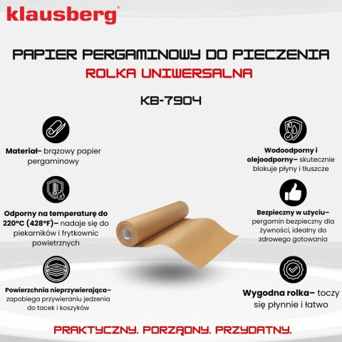 Papier pergaminowy do pieczenia, brązowy, 50m/38 cm, klausberg, kb-7904 Klausberg