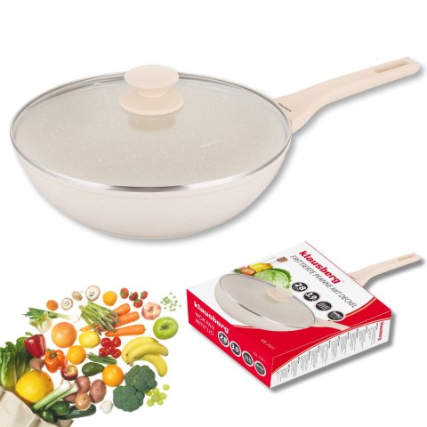 Patelna wok bezowy marmurek śr.28cm klausberg Klausberg