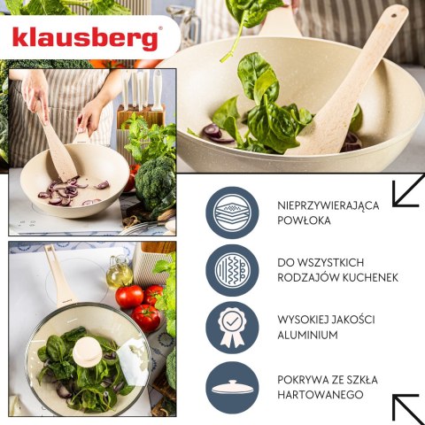 Patelna wok bezowy marmurek śr.28cm klausberg Klausberg