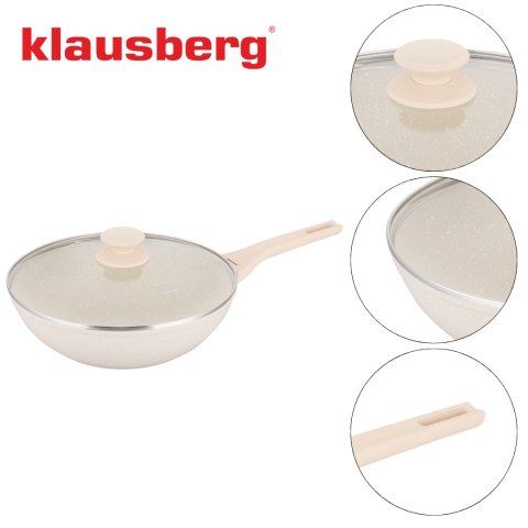 Patelna wok bezowy marmurek śr.28cm klausberg Klausberg