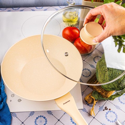 Patelna wok bezowy marmurek śr.28cm klausberg Klausberg