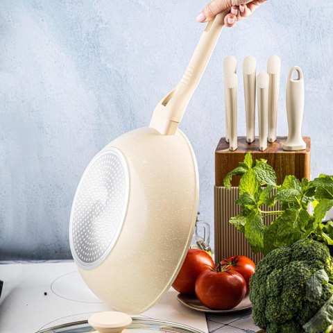 Patelna wok bezowy marmurek śr.28cm klausberg Klausberg