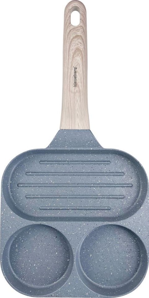 Patelnia z powłoką nieprzywieralną, 3 sekcje, szara z drewnianą rączką, 36x18,5x2,5cm, klausberg, kb-7817 Klausberg