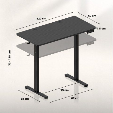 Biurko gamingowe elektryczne Hero 8.1 Black