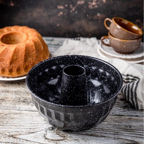 Forma, metalowa, okrągła z dziurką, z powłoką nieprzywieralną, czarna, średnica 22 cm, klausberg, kb-7839 Klausberg