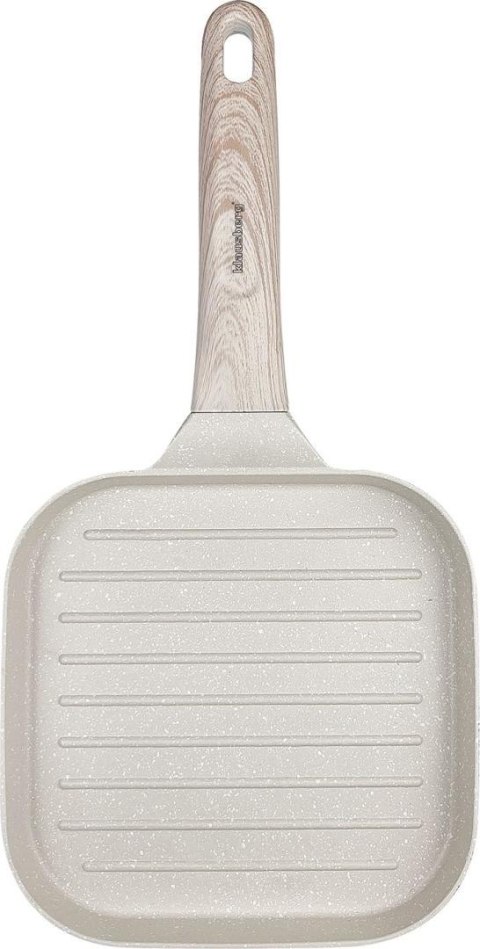 Patelnia grillowa z powłoką nieprzywierającą, beżowa z drewnianą rączką, 36x18,5x2,5cm, klausberg, kb-7812 Klausberg