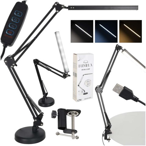 Lampka na biurko biurkowa LED USB obrotowy wysięgnik 2 sposoby mocowania Kik Sp. z o. o. Sp. k.