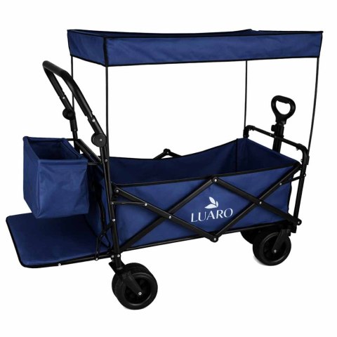 Wózek transportowy LUARO plażowy składany z daszkiem i siatką 120l granatowy Kik Sp. z o. o. Sp. k.