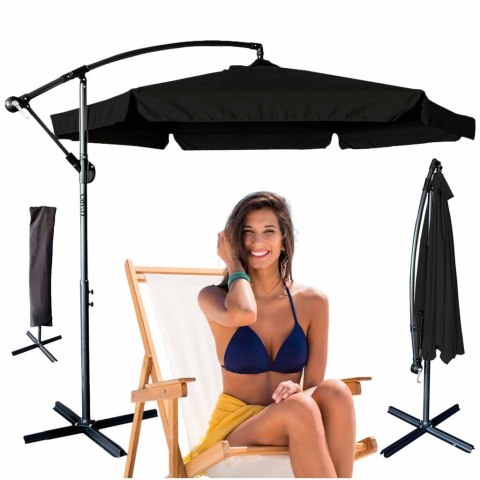 Parasol ogrodowy LUARO duży składany z wysięgnikiem 290cm czarny Kik Sp. z o. o. Sp. k.
