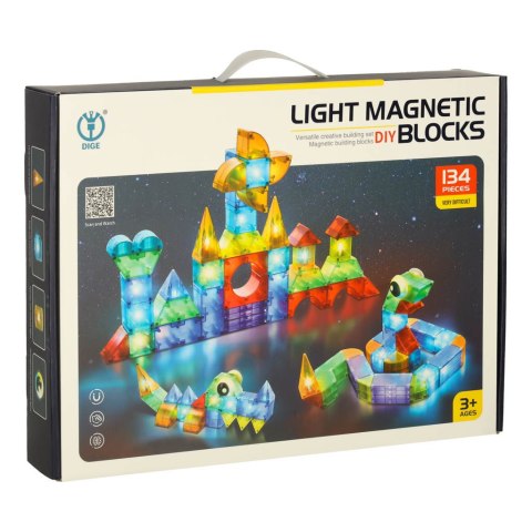 Klocki magnetyczne konstrukcyjne świecące elementy figury 3D 134 el. Kik Sp. z o. o. Sp. k.