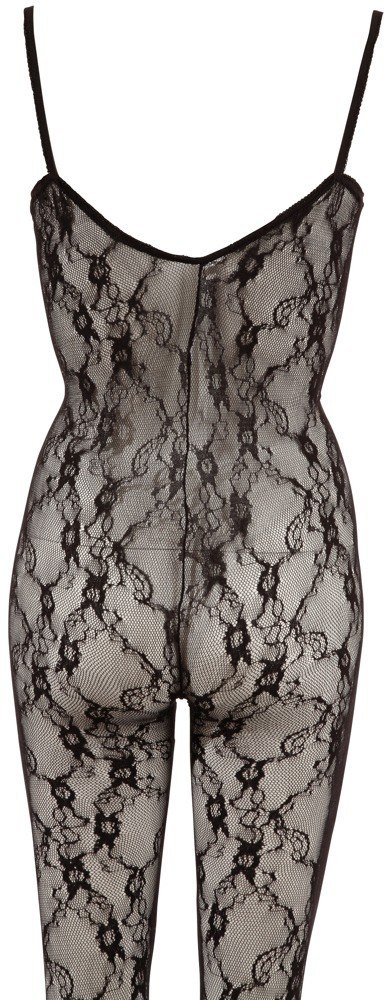 Bodystocking koronkowy ze stopą NO:XQSE czarny XXL XXXL