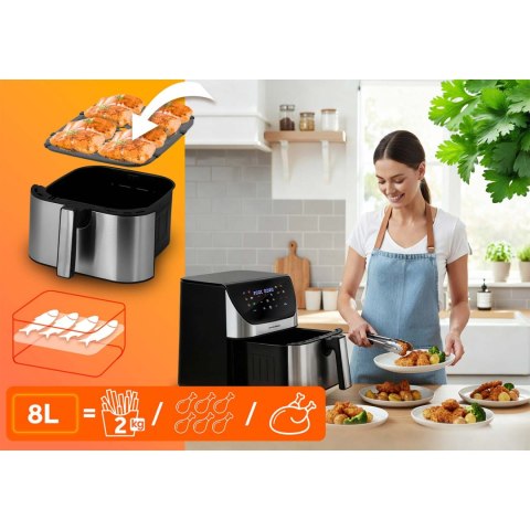 Frytkownica beztłuszczowa Air fryer frytownica 8l Berdsen 1700W BD-659 srebrna