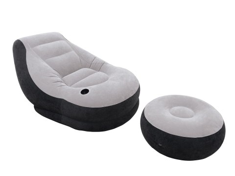 Fotel welurowy z podnóżkiem 130 x 99 x 76 cm INTEX 68564