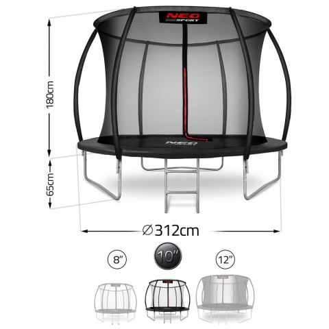 Trampolina ogrodowa profilowana 10ft/312cmz siatką wewnętrzną Neo-Sport