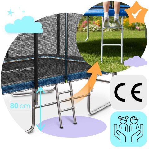 Trampolina ogrodowa prostokątna 10x7ft/305x213cm z siatką zewnętrzną i drabinką Neo-Sport