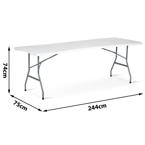 Stół cateringowy ogrodowy składany 244 cm Plonos biały
