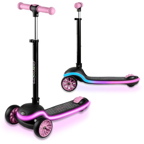 Hulajnoga trójkołowa dla dzieci balansowa LED Ricokids Leddi - czarno-różowa