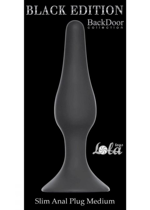 Korek analny silikonowy Slim Medium Lola Toys czarny 11,5 cm