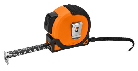Miara zwijana stalowa Super Black 5 m x 25 mm, auto blokada, dwa przyciski stop, magnes NEO TOOLS