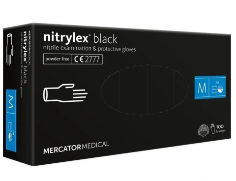 Rękawice nitrylowe czarne mercator nitrylex black rozmiar m 100 szt. MERCATOR
