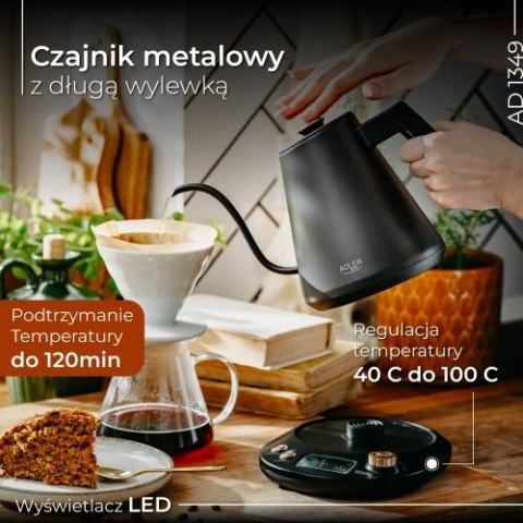 AD 1349 Czajnik metalowy z długą wylewką 1,0l ADLER