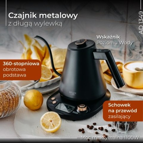AD 1349 Czajnik metalowy z długą wylewką 1,0l ADLER