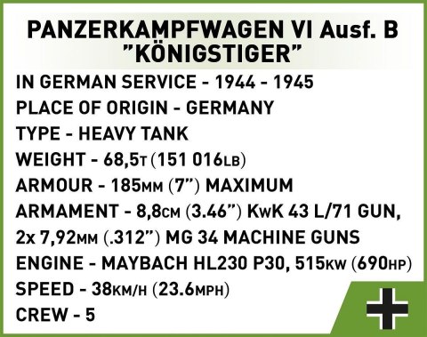 Panzer vi ausf. b königstiger COBI KLOCKI