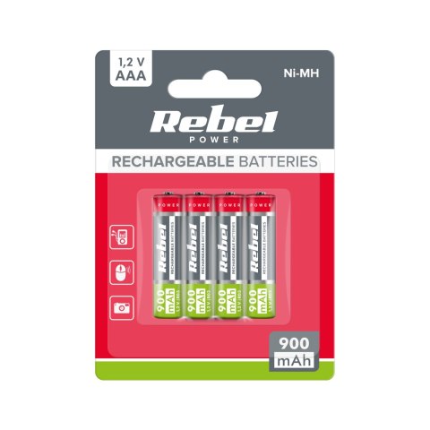 Akumulatorki REBEL AAA, 900 mAh, Ni-MH, 1,2V, 4szt/bl , R3 Rebel