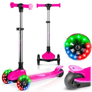Hulajnoga trójkołowa dla dzieci balansowa świecąca w ciemności Ricokids Jelly - różowa