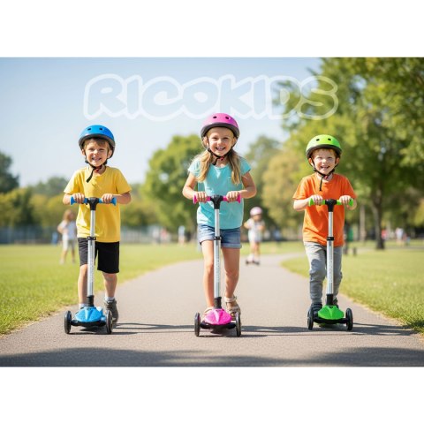 Hulajnoga trójkołowa dla dzieci balansowa świecąca w ciemności Ricokids Jelly - zielona