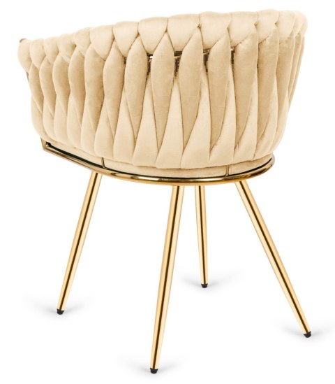 Lugano Krzesło plecione Lugano fotel TRECCIA CREAM VELVET GOLD