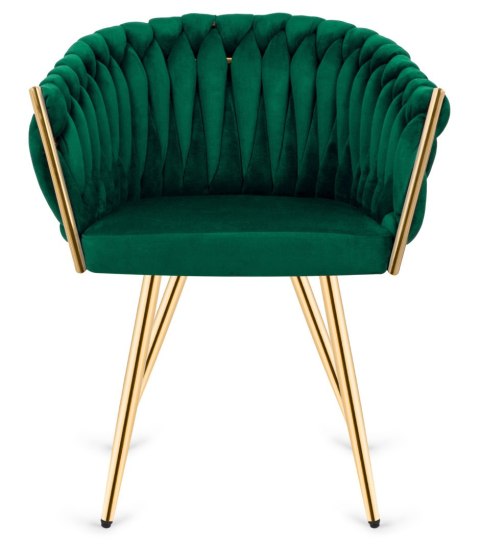 Lugano Krzesło plecione Lugano fotel TRECCIA GREEN VELVET GOLD
