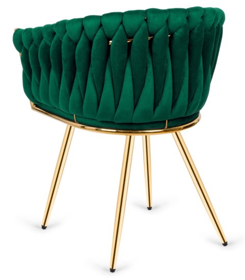 Lugano Krzesło plecione Lugano fotel TRECCIA GREEN VELVET GOLD