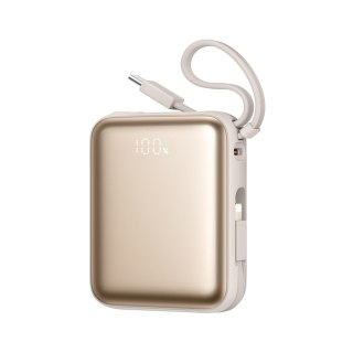 Powerbank 10000mAh 22.5W z wbudowanymi kablami - złoty